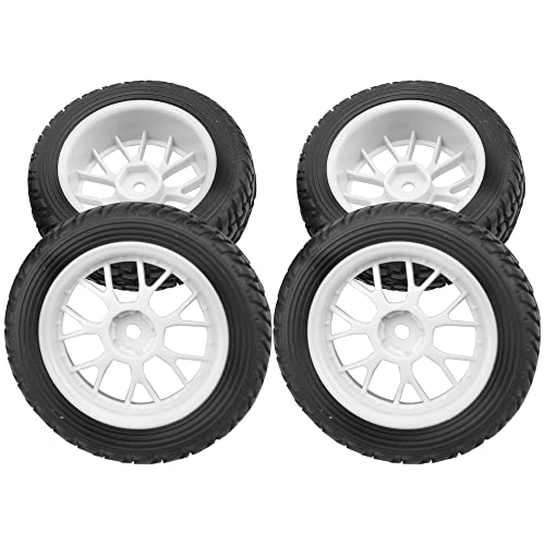 HIRCQOO 75mm RC Tires & Wheels 12mm Hex – 4 Pack, Foam Inserts – for 1/10 On-Road Touring Cars & 1/14 Buggy