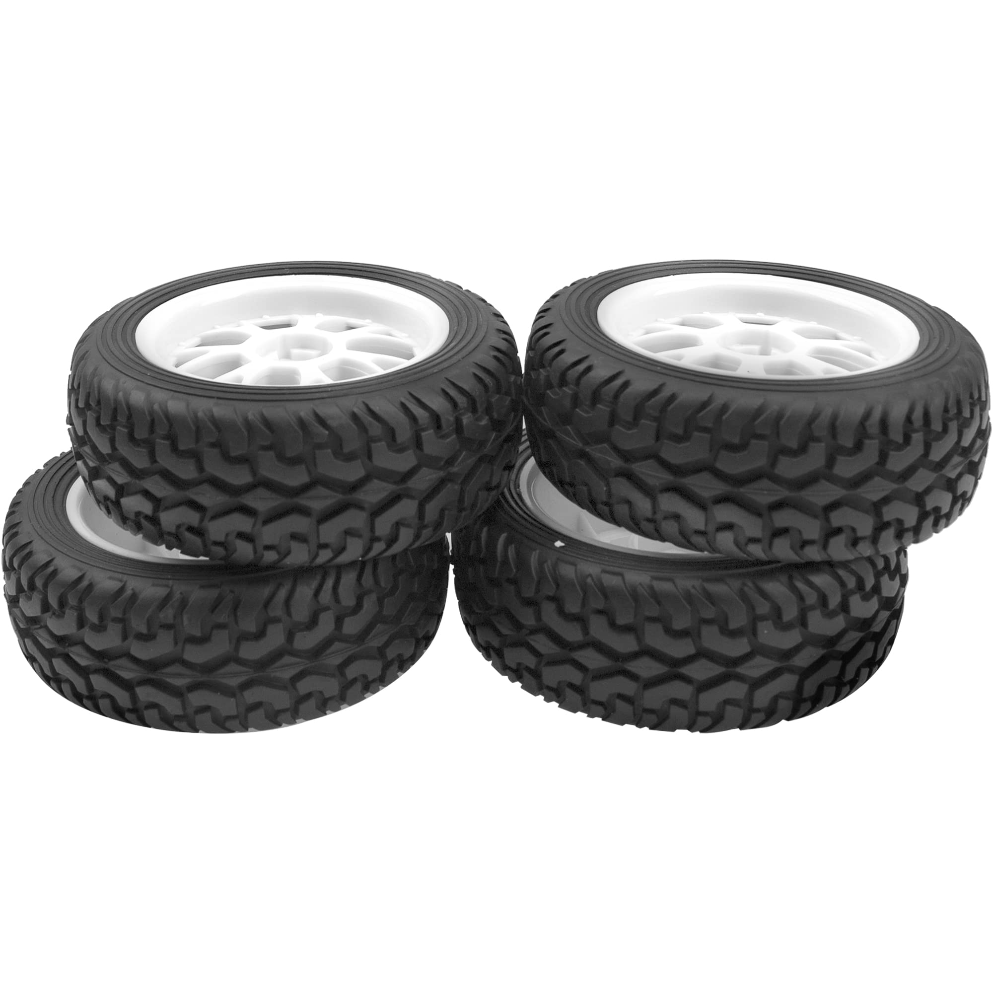 HIRCQOO 75mm RC Tires & Wheels 12mm Hex – 4 Pack, Foam Inserts – for 1/10 On-Road Touring Cars & 1/14 Buggy