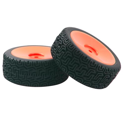 HIRCQOO RC 12mm Hex Hub Red Wheel Rims & Rubber Tires – 70mm Diameter for 1/10 On-Road Touring Cars, Fits HSP Tamiya HPI Kyosho WLtoys Traxxas