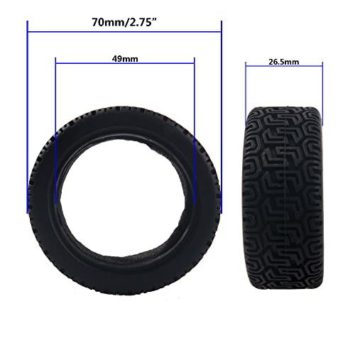 HIRCQOO RC 12mm Hex Hub Red Wheel Rims & Rubber Tires – 70mm Diameter for 1/10 On-Road Touring Cars, Fits HSP Tamiya HPI Kyosho WLtoys Traxxas