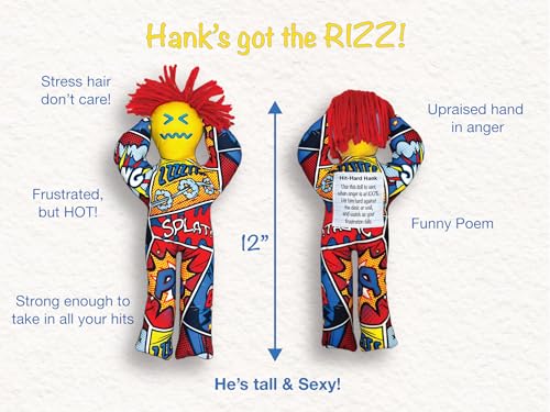 Hit-Hard Hank Stress Relief Doll - Boombastic Pop Pattern - Funny Gag Gift for Friends, Coworkers, and Family