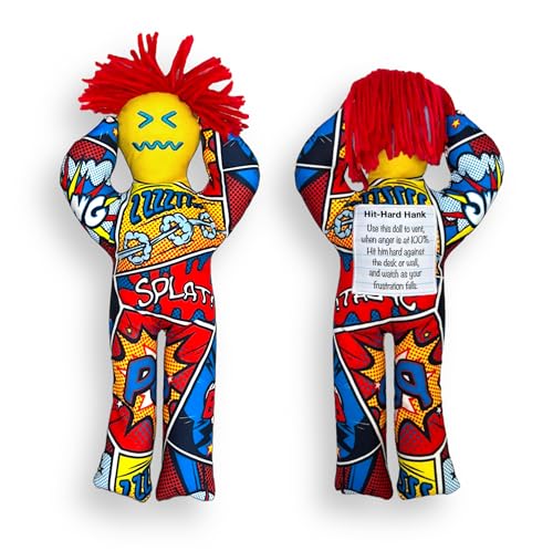 Hit-Hard Hank Stress Relief Doll - Boombastic Pop Pattern - Funny Gag Gift for Friends, Coworkers, and Family