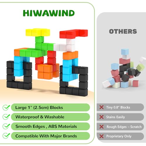 Hiwawind 40pc Magnetic Cubes: Safe STEM Building Blocks for Kids Ages 3-6 with Satisfying Click Sounds