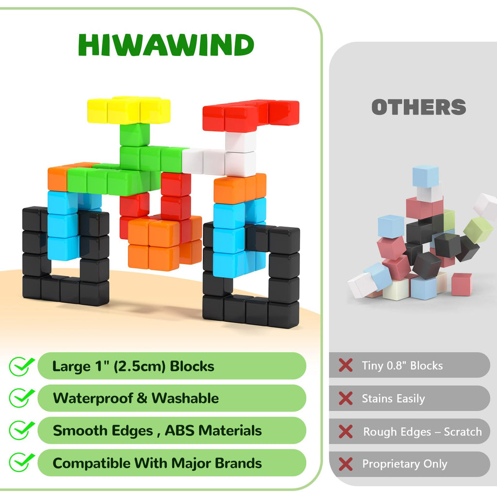 Hiwawind 40pc Magnetic Cubes: Safe STEM Building Blocks for Kids Ages 3-6 with Satisfying Click Sounds