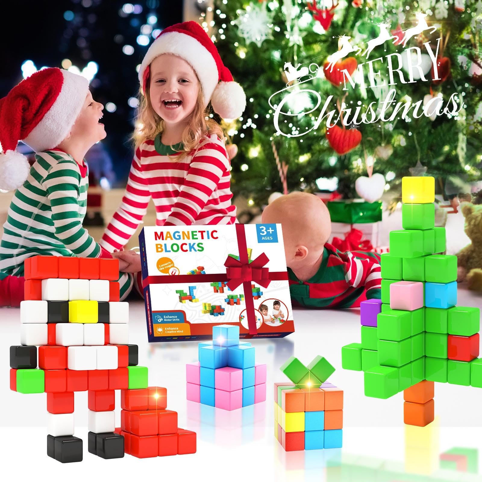 Hiwawind 40pc Magnetic Cubes: Safe STEM Building Blocks for Kids Ages 3-6 with Satisfying Click Sounds