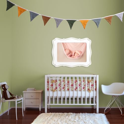 HJKlove Sage Green Cotton Triangle Banner - 12 Double-Sided Flags, 78.7 Inch for Nursery, Party, Wedding Decor