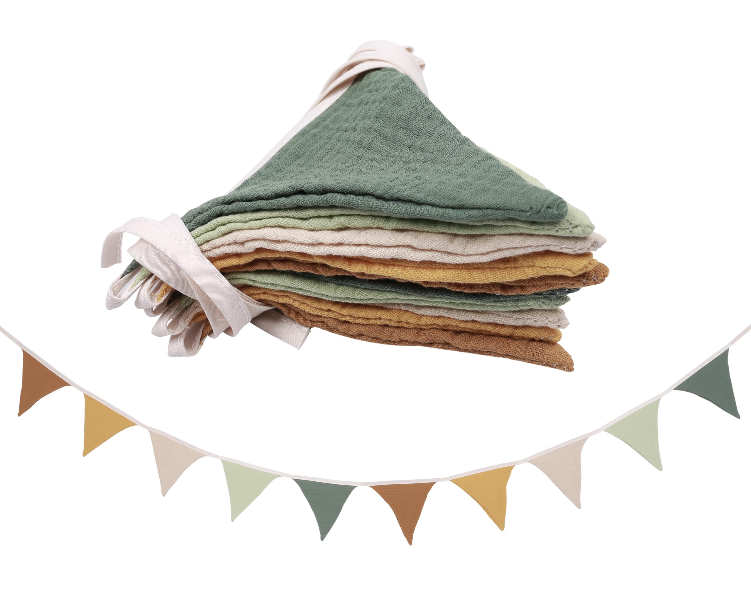 HJKlove Sage Green Triangle Pennant Banner - 78.7 Inch Linen Flag Banner for Nursery, Baby Shower, Birthday Party Decorations
