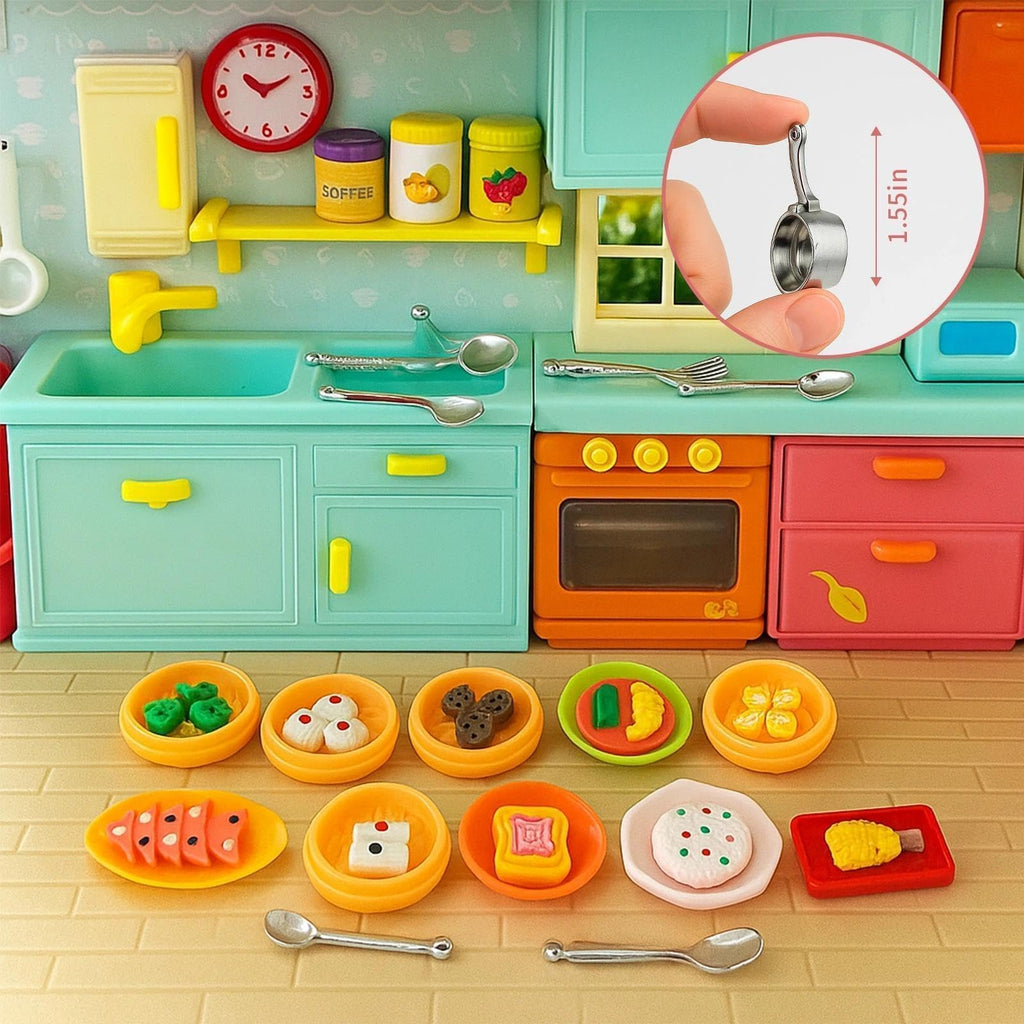 HKLMRO 150-Piece Resin Miniature Food and Drink Set for Dollhouse Pretend Play