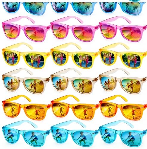 Hldgras 18 Pack Kids Sunglasses - UV400 Polarized Neon Party Favors for Ages 3-8