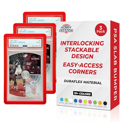 Hobby Defense PSA Slab Guard 3 Pack - Red - Protective Bumpers for Graded Card Slabs