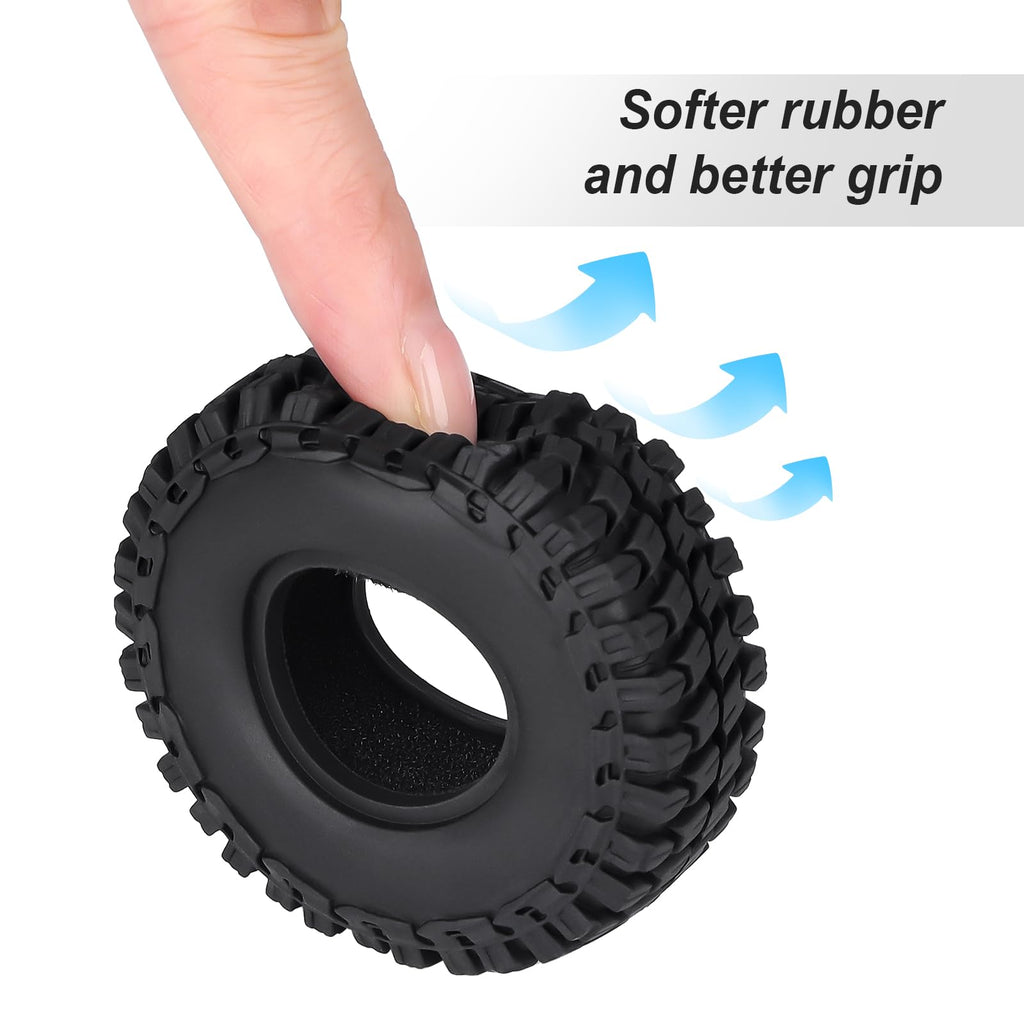 Hobbypark 1.0 Soft Rubber Rock Crawler Tires for 1/18 TRX4M and SCX24 – 4 Pack (52x20mm)