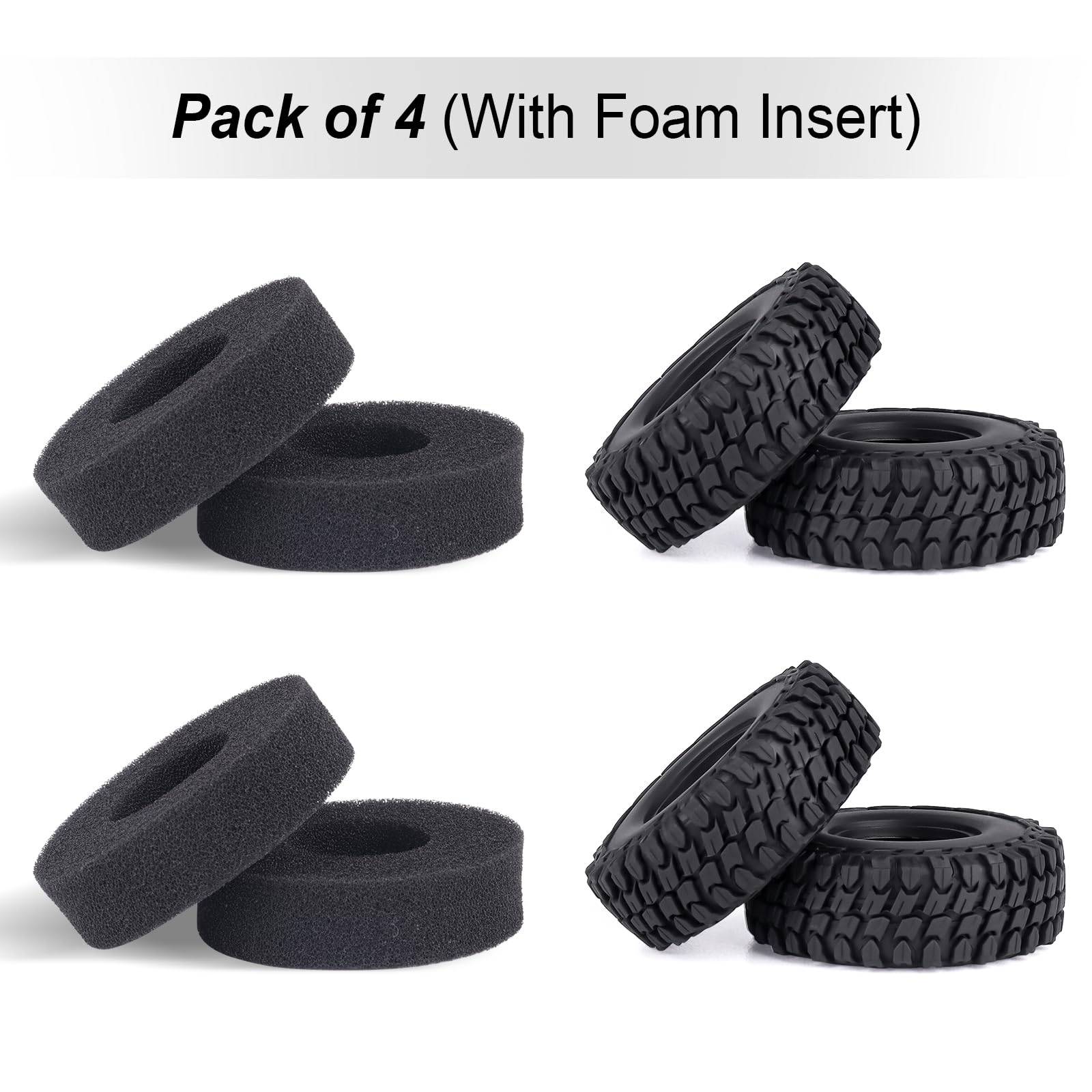 Hobbypark 1.0 Soft Rubber Rock Crawler Tires for 1/18 TRX4M and SCX24 – 4 Pack (52x20mm)