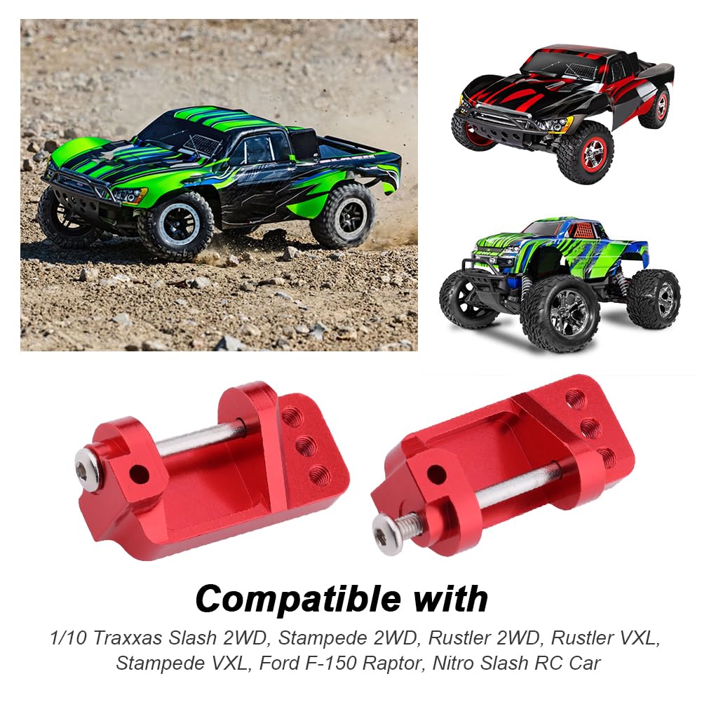 Hobbypark Aluminum Alloy Caster Blocks for 1/10 Traxxas 2WD Slash, Stampede, Rustler - Replacement Part 3632 (Red)