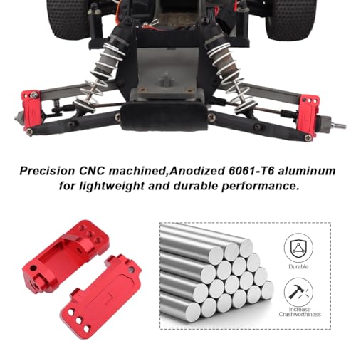 Hobbypark Aluminum Alloy Caster Blocks for 1/10 Traxxas 2WD Slash, Stampede, Rustler - Replacement Part 3632 (Red)