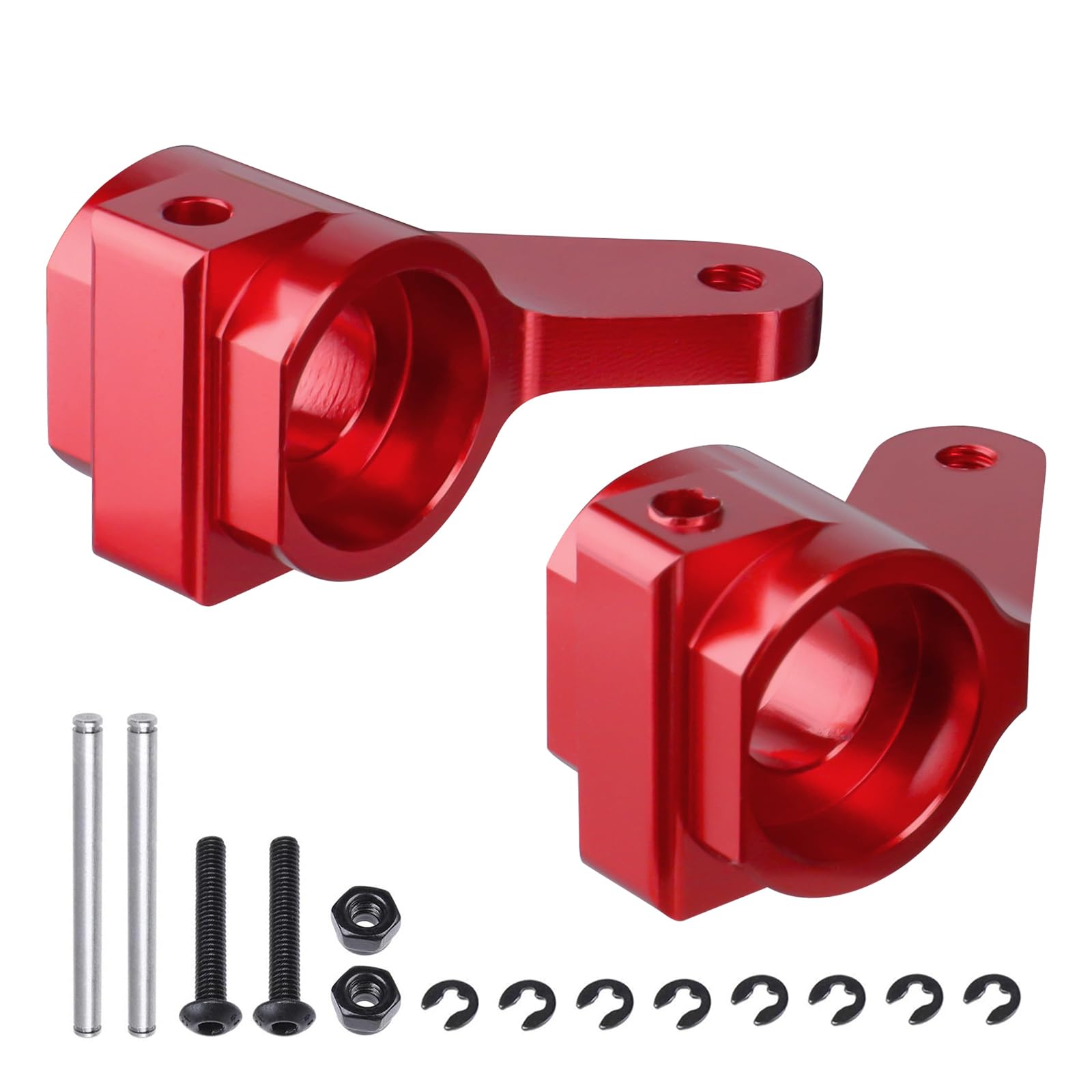 Hobbypark Aluminum Front Steering Blocks for Traxxas 1/10 Slash 2WD, Rustler, Stampede, Bandit (Red, 2Pcs)