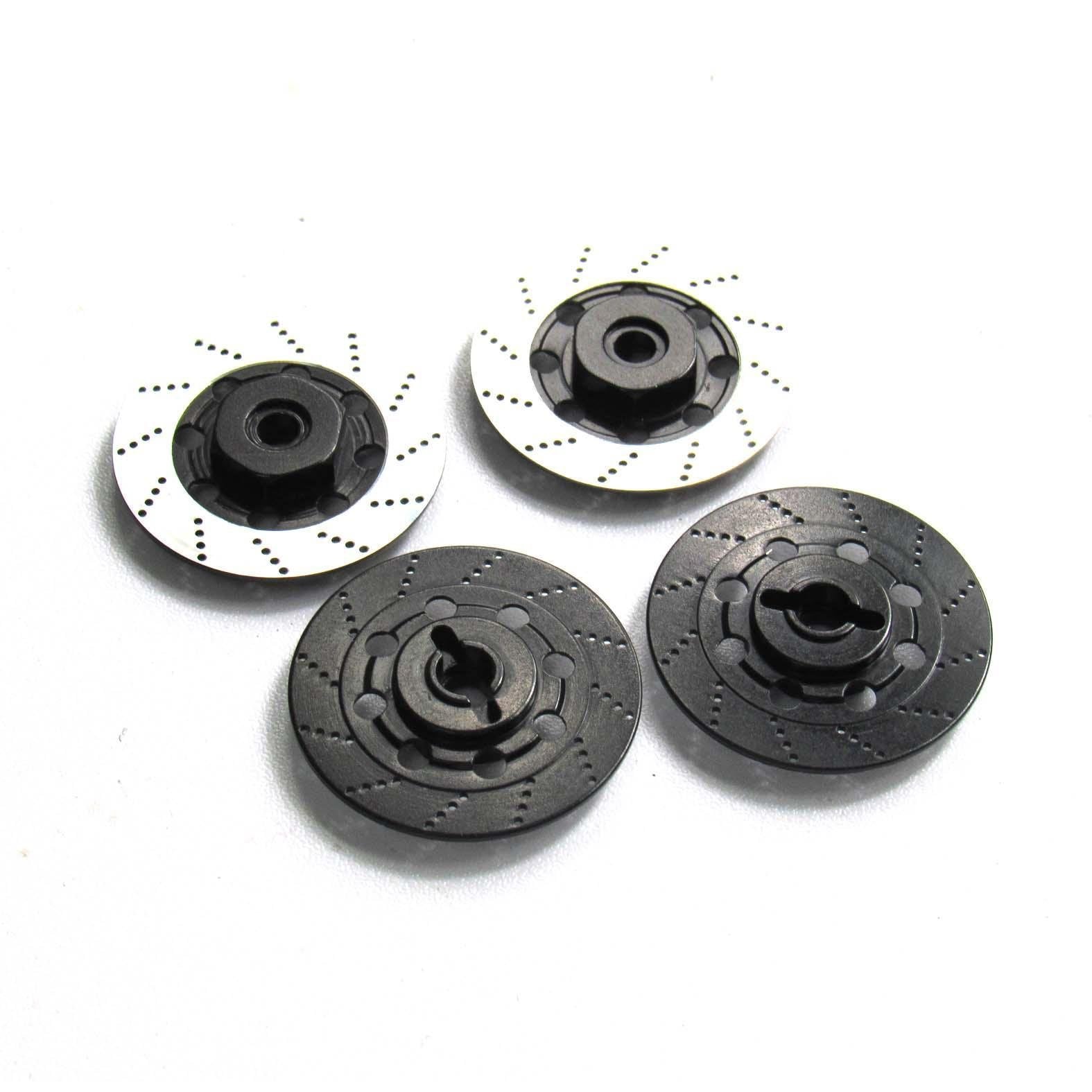 Hobbypower Aluminum 12mm Hex Hub Brake Discs for 1/10 On-Road RC Cars (4-Pack, Black & Silver)