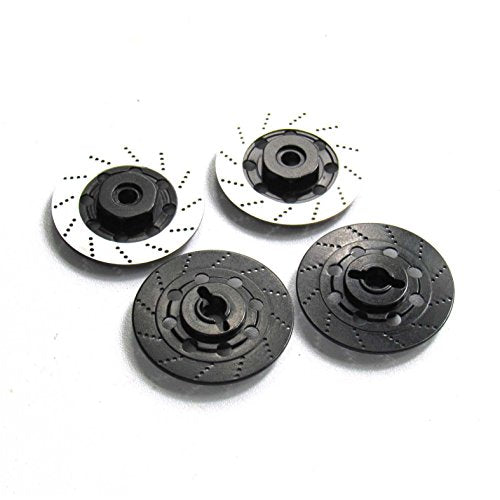 Hobbypower Aluminum 12mm Hex Hub Brake Discs for 1/10 On-Road RC Cars (4-Pack, Black & Silver)