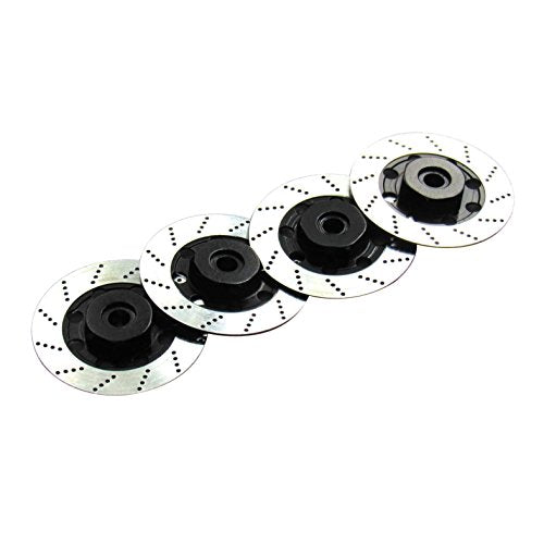 Hobbypower Aluminum 12mm Hex Hub Brake Discs for 1/10 On-Road RC Cars (4-Pack, Black & Silver)