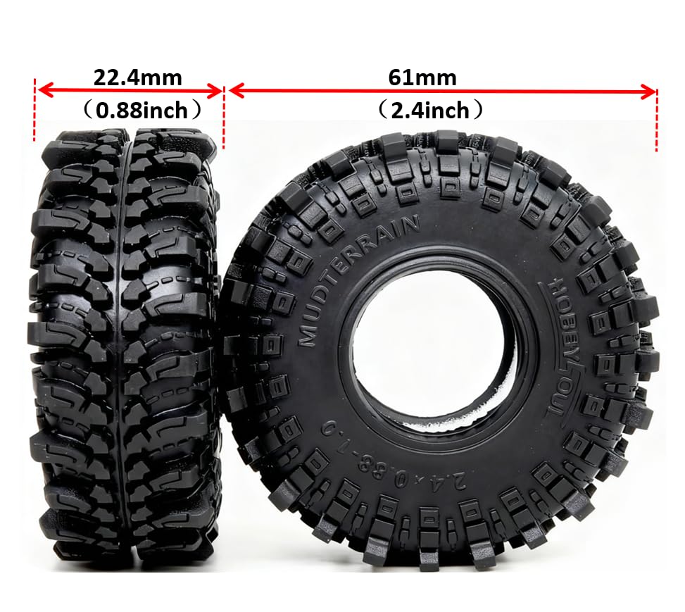HOBBYSOUL 1.0 Crawler Tires 61x22.4mm Soft Sticky Compound for TRX4M SCX24