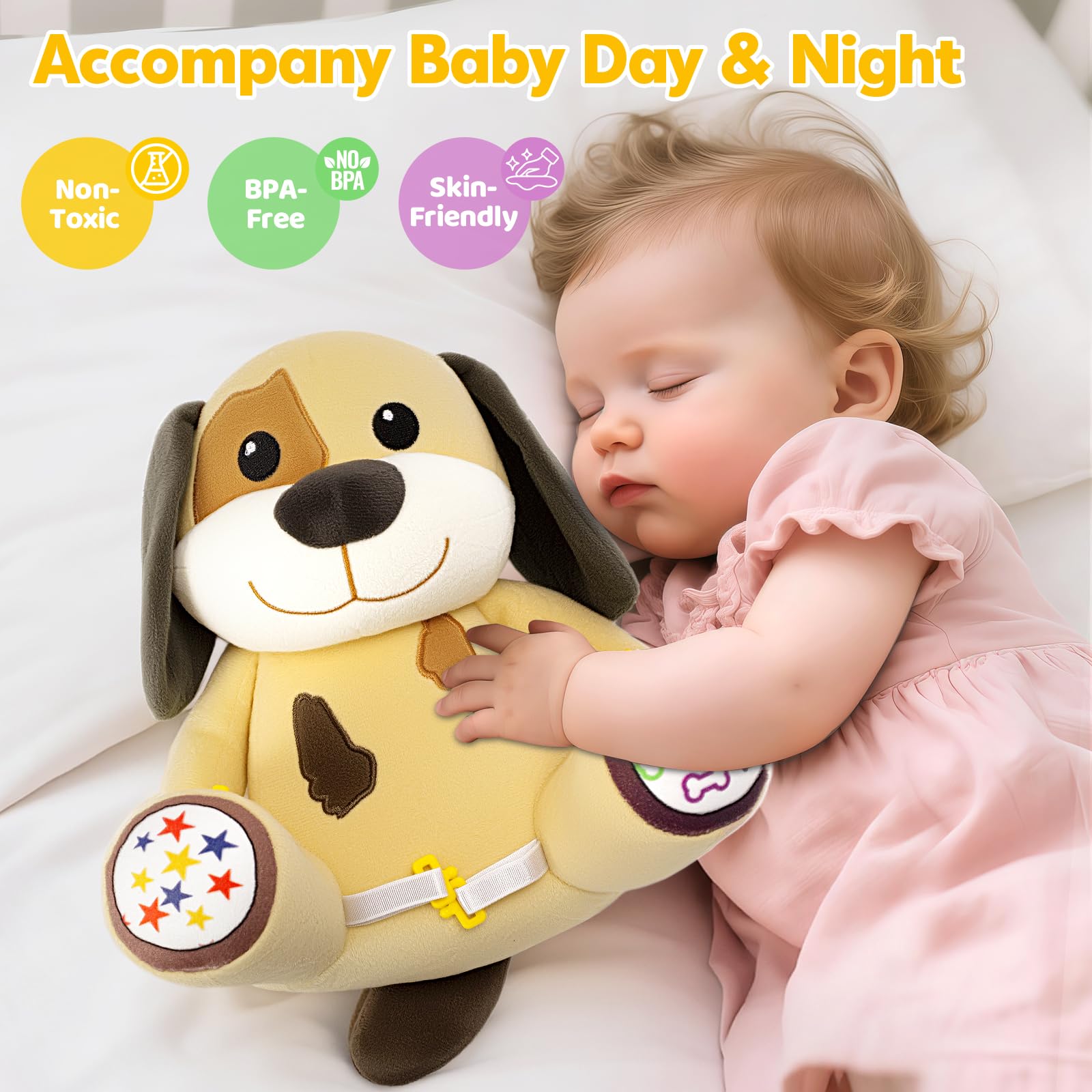 Hodurgyi Puppy Musical Plush Toy for 6-12 Months: Lights, Songs, ABCs, Animal Sounds, Detachable Drum