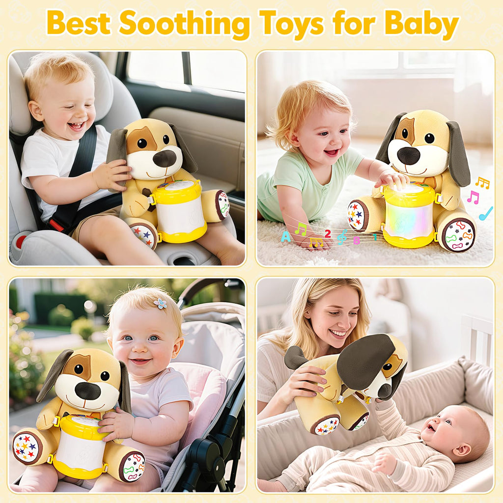 Hodurgyi Puppy Musical Plush Toy for 6-12 Months: Lights, Songs, ABCs, Animal Sounds, Detachable Drum