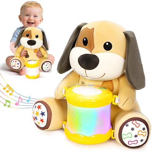 Hodurgyi Puppy Musical Plush Toy for 6-12 Months: Lights, Songs, ABCs, Animal Sounds, Detachable Drum