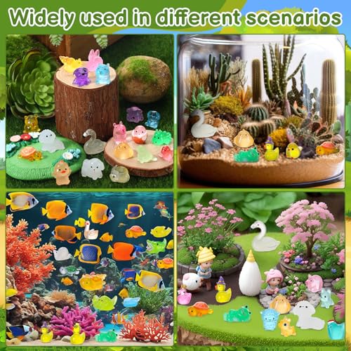 Hoemwarm 100-Piece Glow-in-the-Dark Mini Resin Animals – Unique Figurines for Dollhouse, Garden, Aquarium & DIY Decor