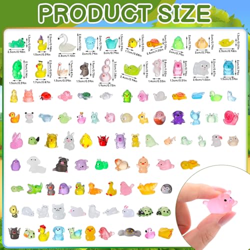 Hoemwarm 100-Piece Glow-in-the-Dark Mini Resin Animals – Unique Figurines for Dollhouse, Garden, Aquarium & DIY Decor