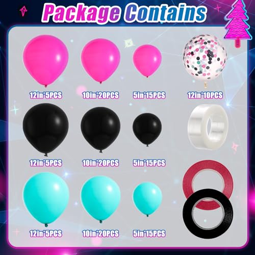 Hoemwarm 140-Piece Music Balloon Arch Kit – Rose Red, Blue, Black, Silver for Karaoke Parties & DJ Events