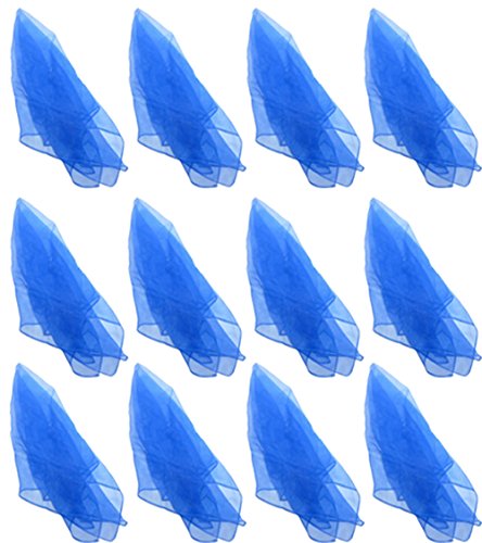 Hoerev Pack of 12 Blue Juggling Scarves - 24x24 Inch Floaty Dance Scarves for Kids and Adults