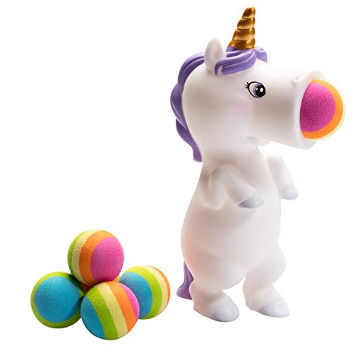 Hog Wild Unicorn Ball Popper – Squeeze to Launch Foam Balls Up to 20 Feet – Safe Indoor/Outdoor Toy for Kids 5+