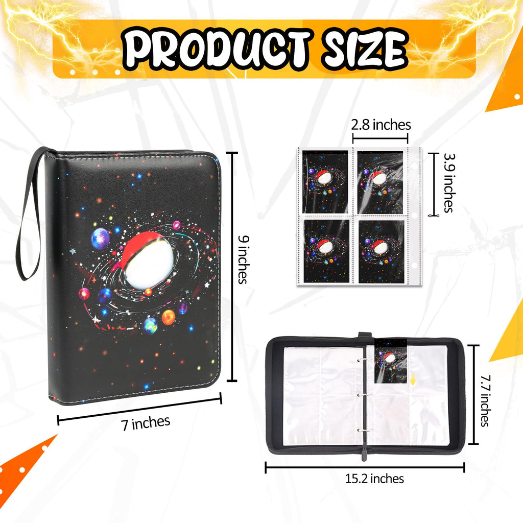 HOHOM 400-Pocket Trading Card Binder – Starlit Sky – Faux Leather Storage for Sports Cards (50 Removable Sleeves)