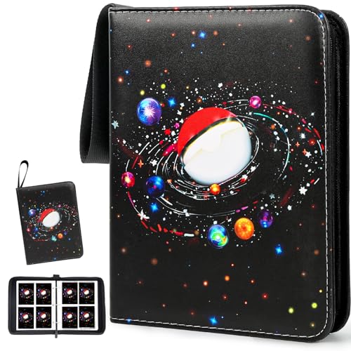HOHOM 400-Pocket Trading Card Binder – Starlit Sky – Faux Leather Storage for Sports Cards (50 Removable Sleeves)