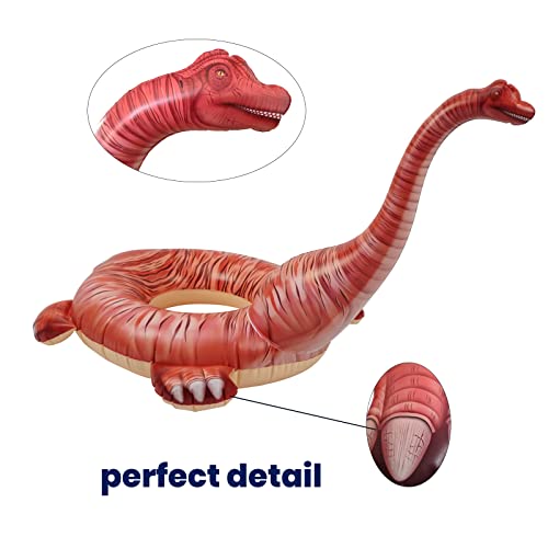 HOHQB Inflatable Dinosaur Pool Floats for Kids - Lifelike Raptor, Brachiosaurus, Triceratops Floaties