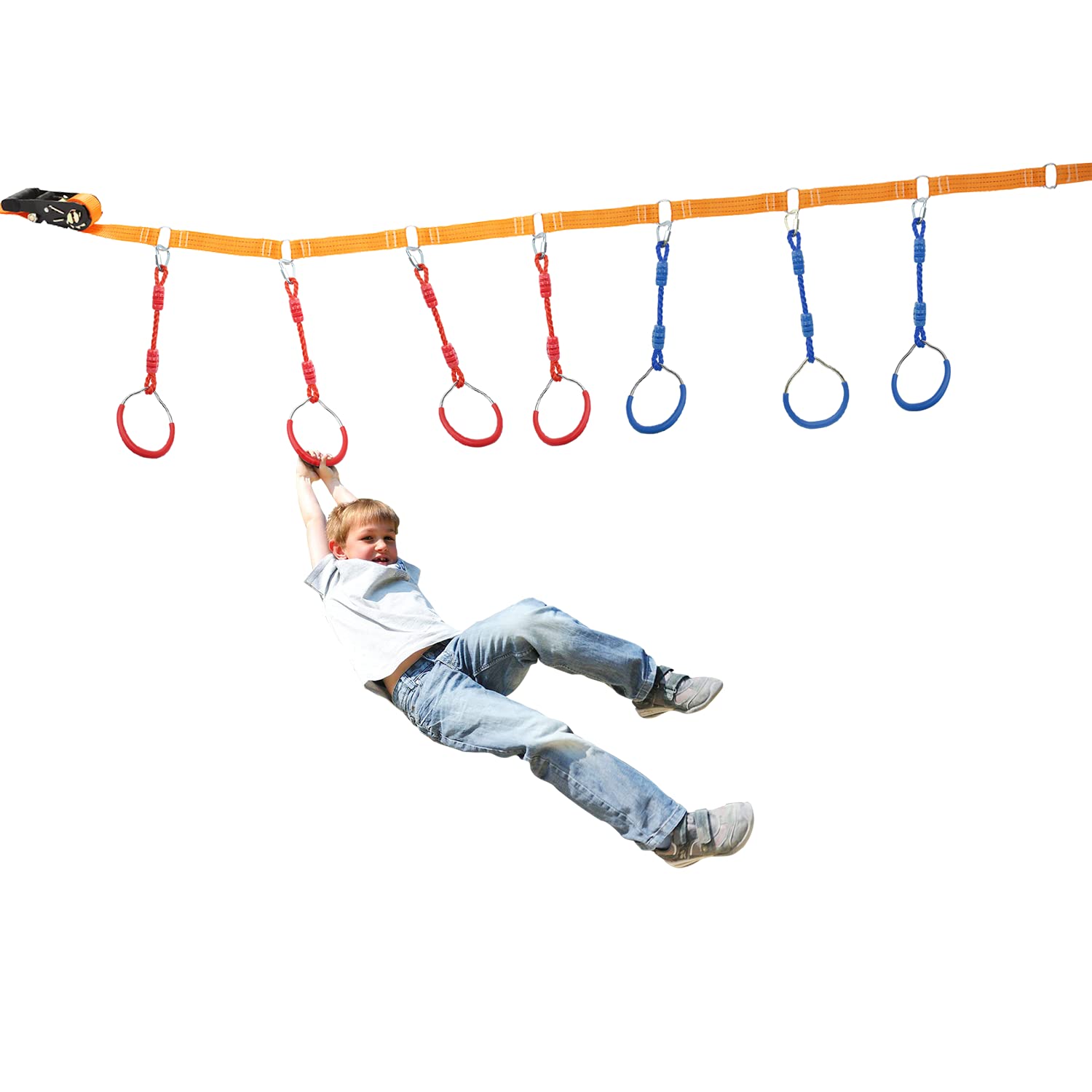 Hokilands 2-Pack Blue Ninja Rings for Obstacle Course, Monkey Bars, Heavy Duty 300 lbs Capacity