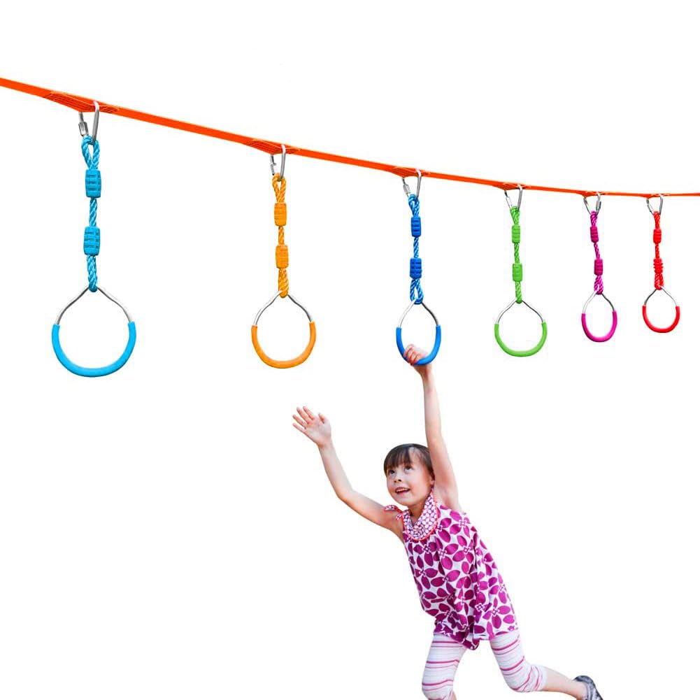 Hokilands 2-Pack Blue Ninja Rings for Obstacle Course, Monkey Bars, Heavy Duty 300 lbs Capacity