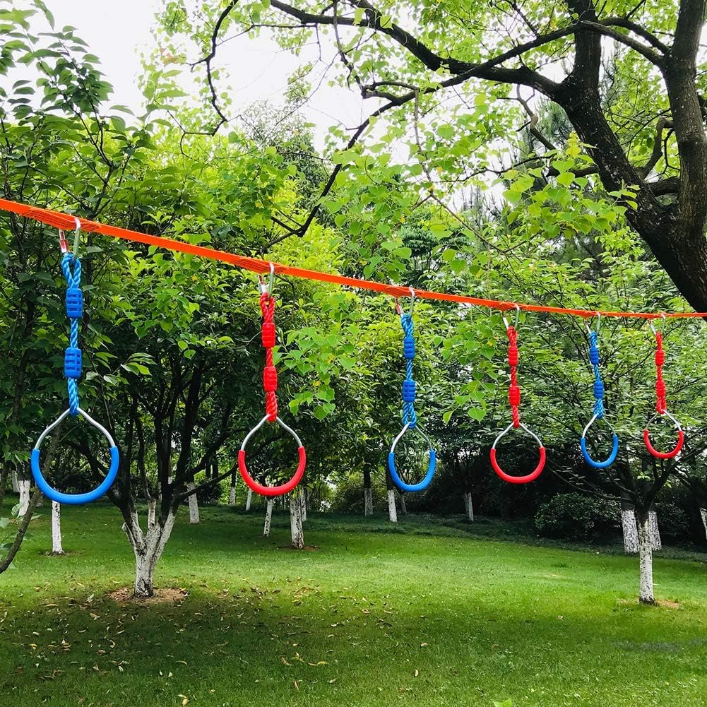 Hokilands 2-Pack Blue Ninja Rings for Obstacle Course, Monkey Bars, Heavy Duty 300 lbs Capacity