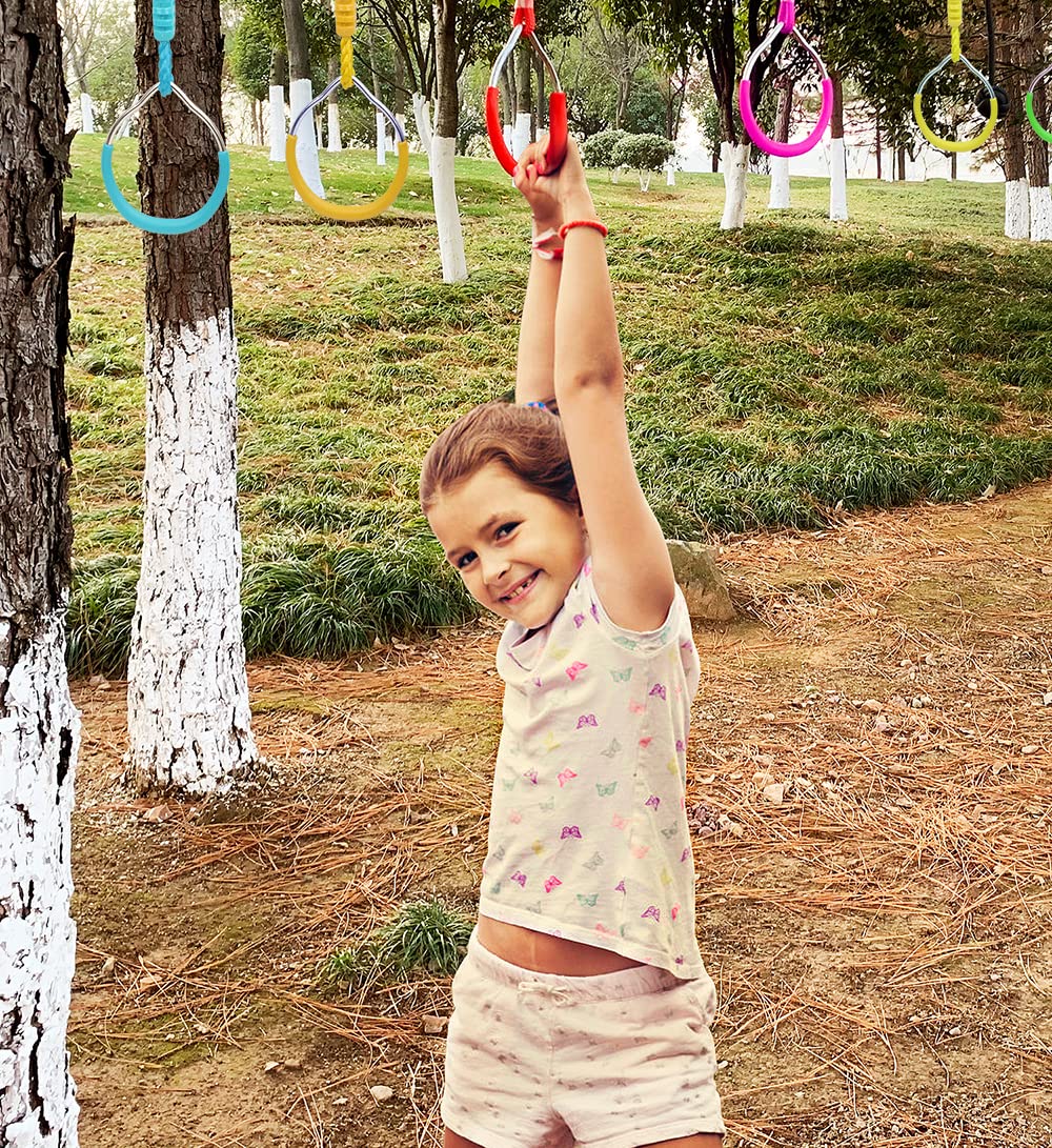 Hokilands 2-Pack Purple Ninja Obstacle Course Rings - Heavy Duty Swing Trapeze Bars for Kids, 300 lbs Capacity