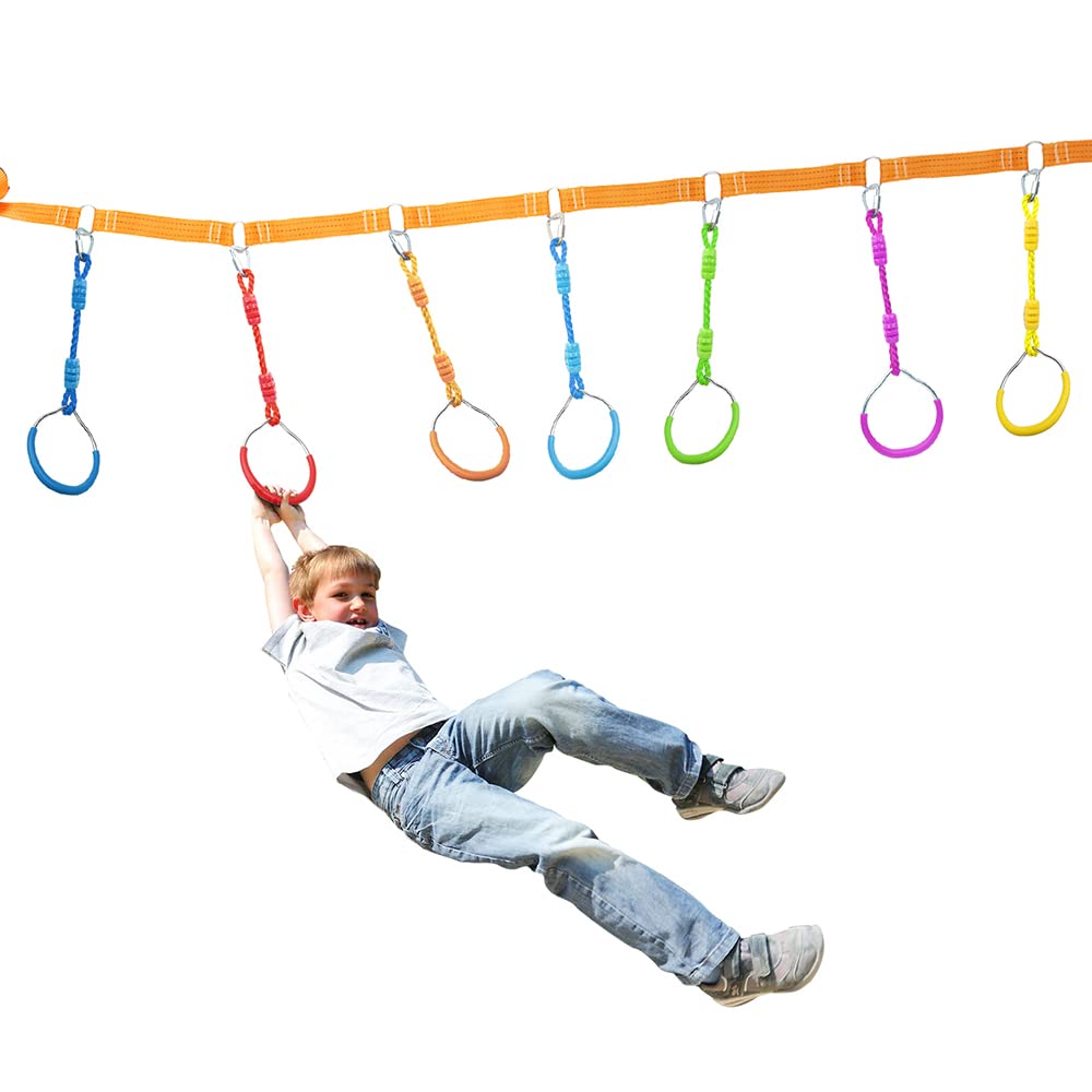 Hokilands 2-Pack Purple Ninja Obstacle Course Rings - Heavy Duty Swing Trapeze Bars for Kids, 300 lbs Capacity