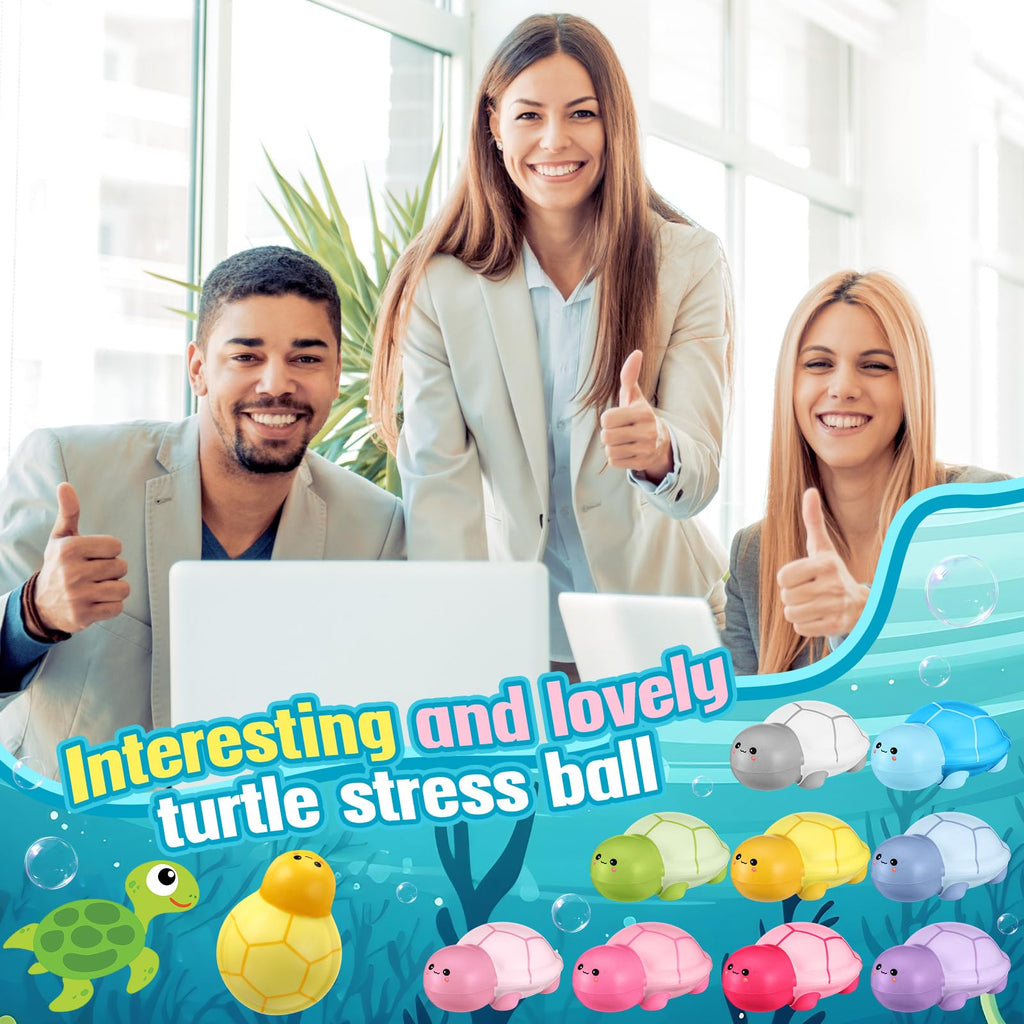 Hollowfly 12-Pack Turtle Stress Balls – Colorful Foam Squeeze Toys for Anxiety Relief, Party Favors, Office Gifts