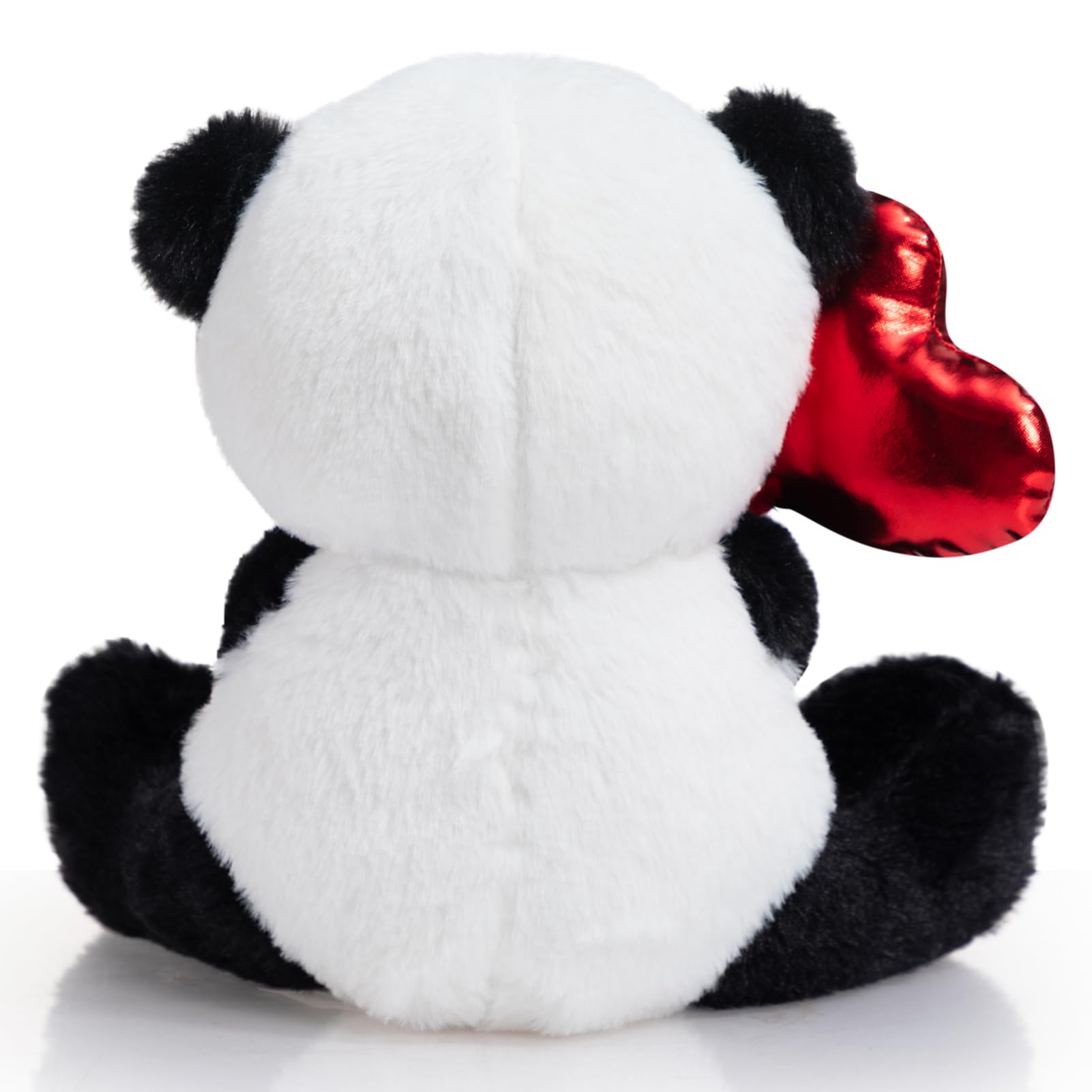 HollyHOME 10-Inch Panda Plush with Heart Balloon – Red Feet, Soft Cuddle Toy for Valentine's