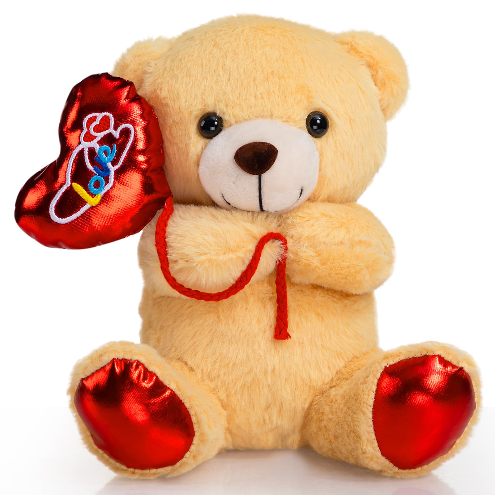 HollyHOME Valentine's Bear Plush - 10 Inch Stuffed Animal with Red Love Balloon for Kids and Girlfriend