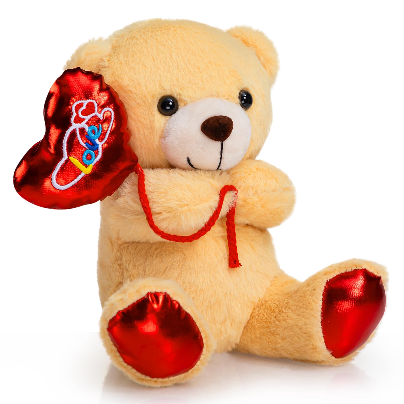 HollyHOME Valentine's Bear Plush - 10 Inch Stuffed Animal with Red Love Balloon for Kids and Girlfriend