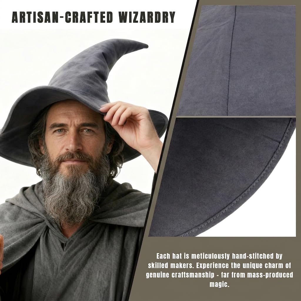 HOMELEX Black Witch Hat - Adult Wizard Hat for Halloween Costume Accessories