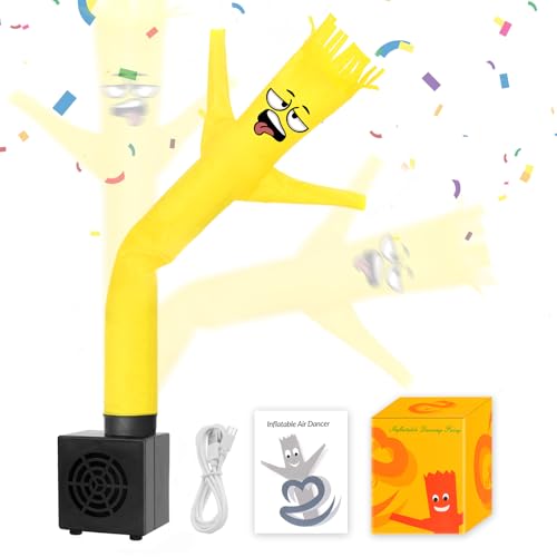 HOMQYTE Mini Inflatable Tube Man Yellow Desktop Air Dancer with Blower - Funny Gag Gift