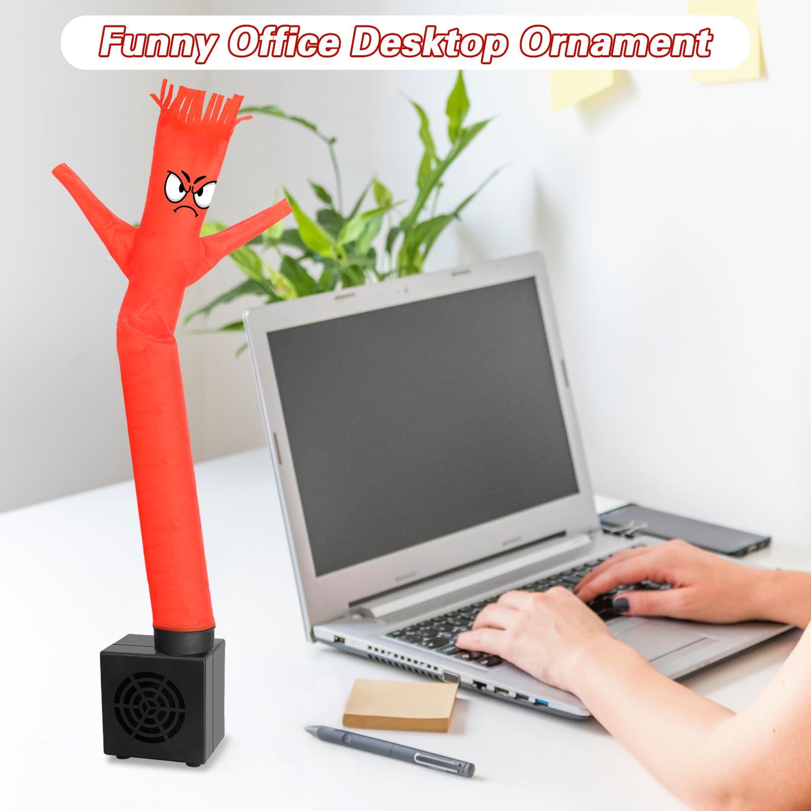 HOMQYTE Red Mini Inflatable Tube Man Desktop Air Dancer with Blower - Gag Gift