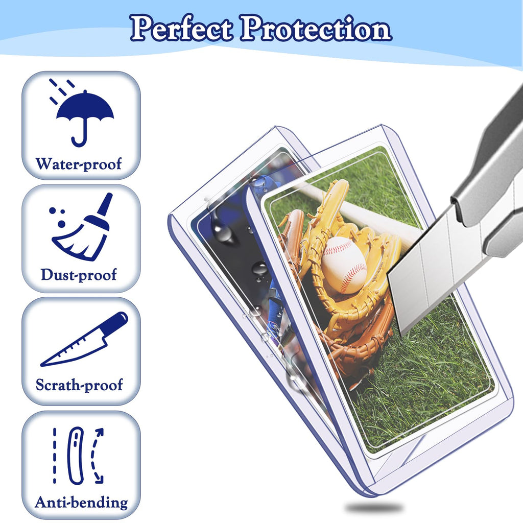 Homthy 300 PCS TopLoaders & Card Sleeves Set – 3x4 Hard Plastic Protectors for Trading Cards, MTG, Sports Cards