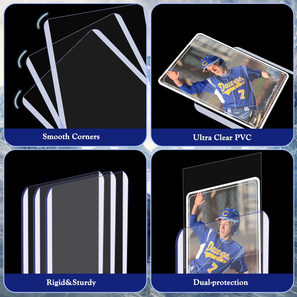 Homthy 300 PCS TopLoaders & Card Sleeves Set – 3x4 Hard Plastic Protectors for Trading Cards, MTG, Sports Cards