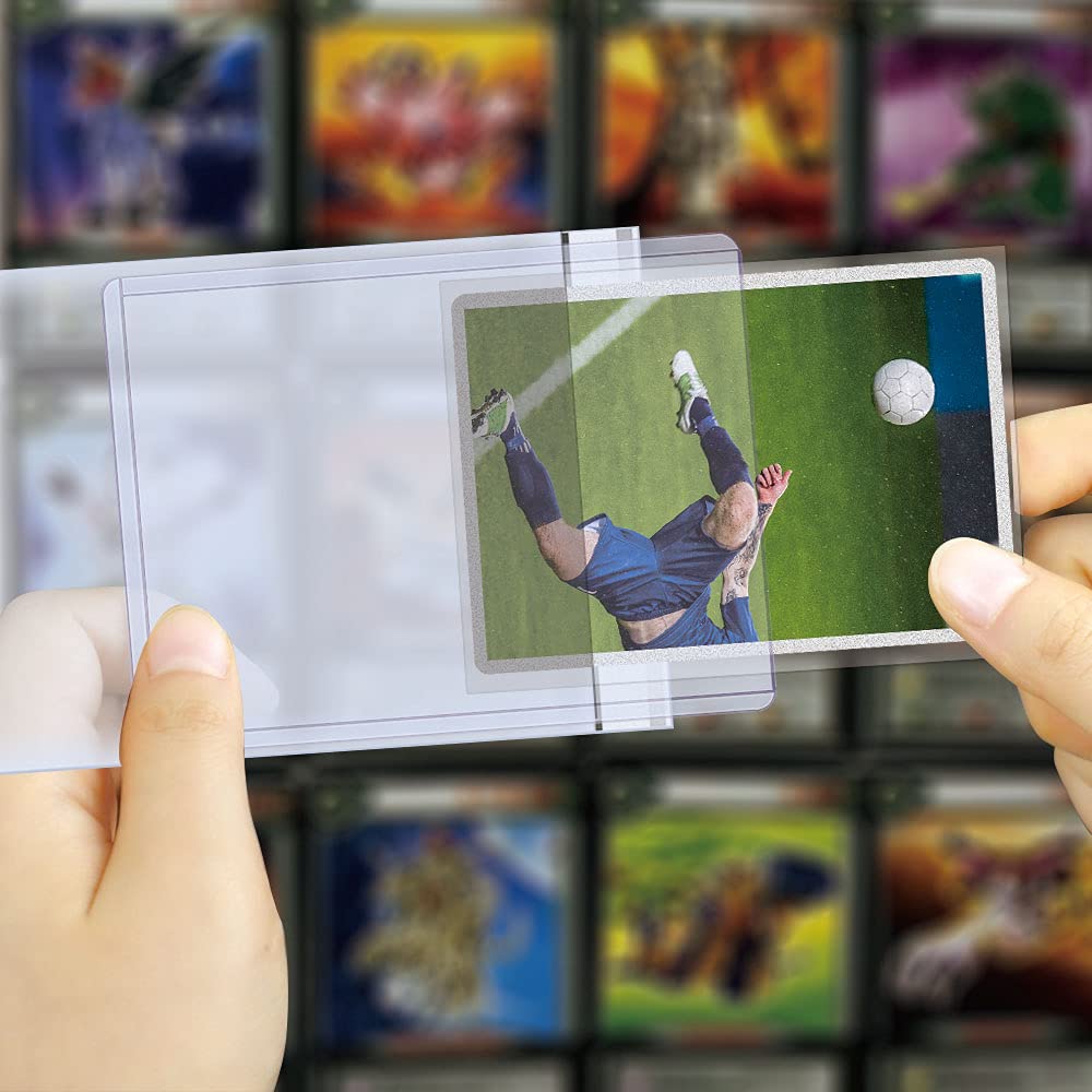 Homthy 300 PCS TopLoaders & Card Sleeves Set – 3x4 Hard Plastic Protectors for Trading Cards, MTG, Sports Cards