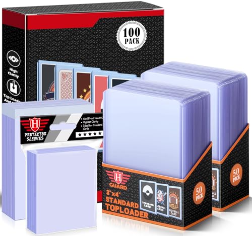 Homthy 300 PCS TopLoaders & Card Sleeves Set – 3x4 Hard Plastic Protectors for Trading Cards, MTG, Sports Cards